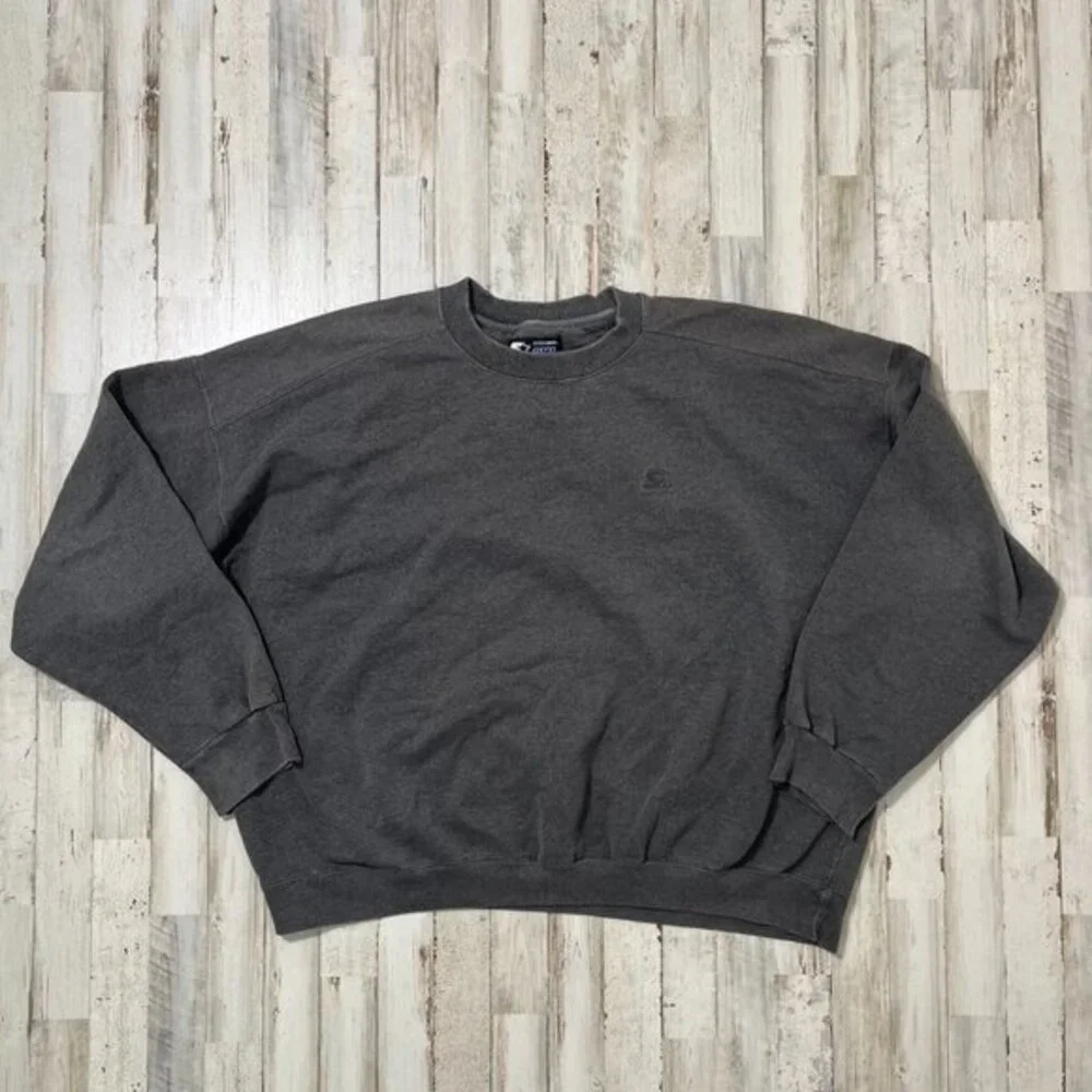Vintage 90s Starter Pro‎ Dark Gray Crewneck Sweater Mens Size 2XL